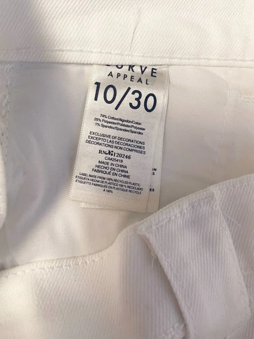 Curve Appeal White High Rise Wide Leg Crop Jeans Women's Size 10/30 Stretch